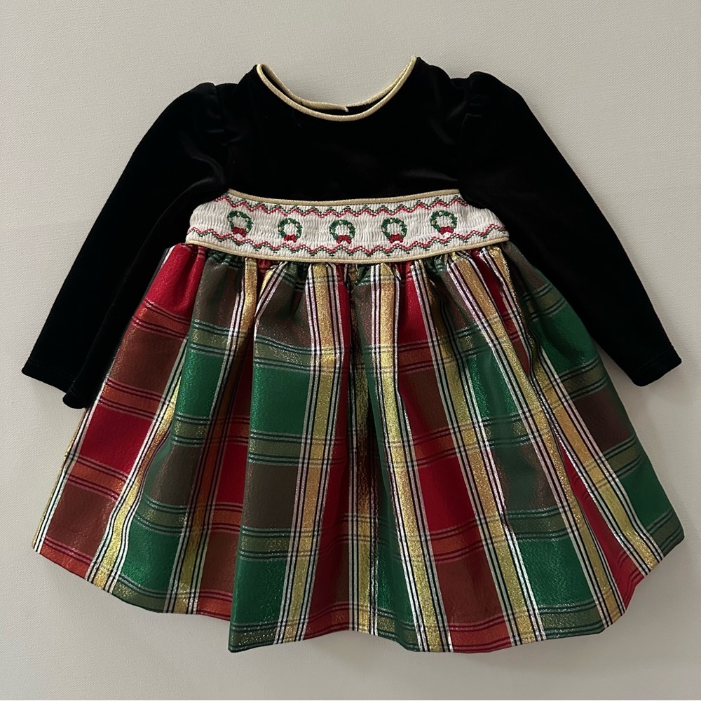 Bonnie Baby Girl 3-6 Months Holiday Christmas Smocked Plaid Dress